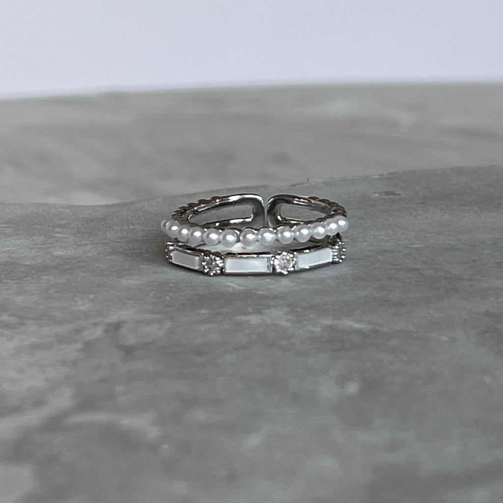 Minimal Modern Sparkling Gemstone Adjustable Ring, Sleek