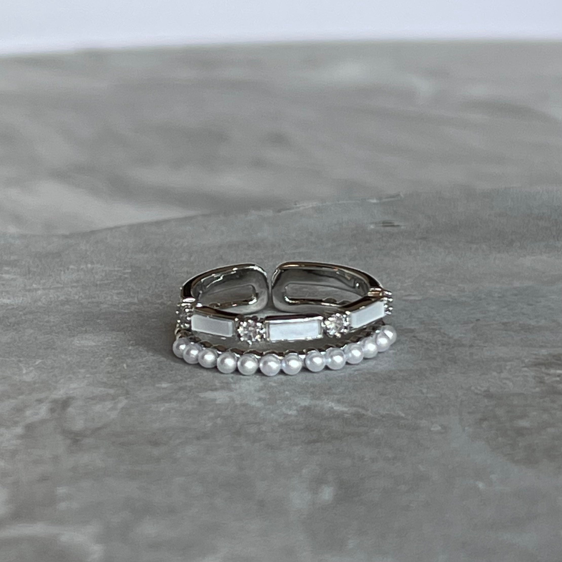 Minimal Modern Sparkling Gemstone Adjustable Ring, Sleek