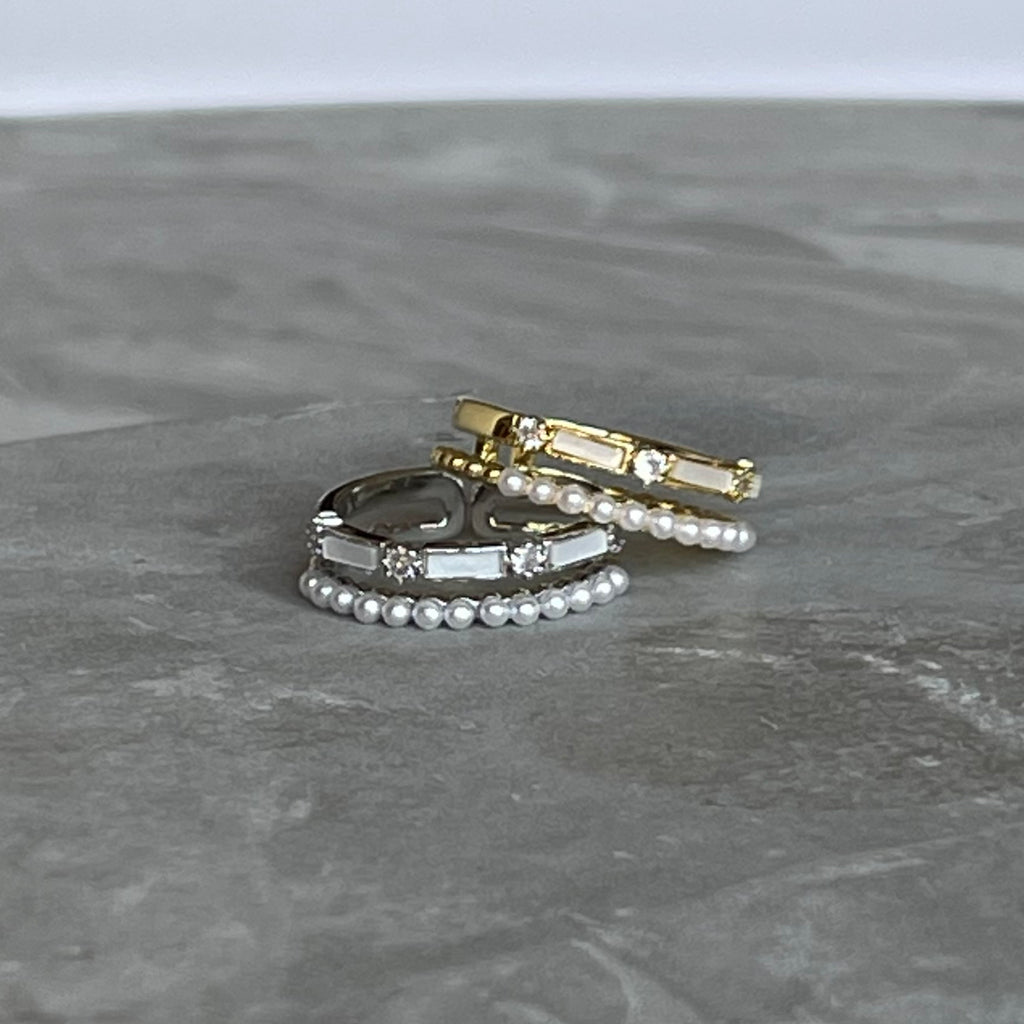 Minimal Modern Sparkling Gemstone Adjustable Ring, Sleek