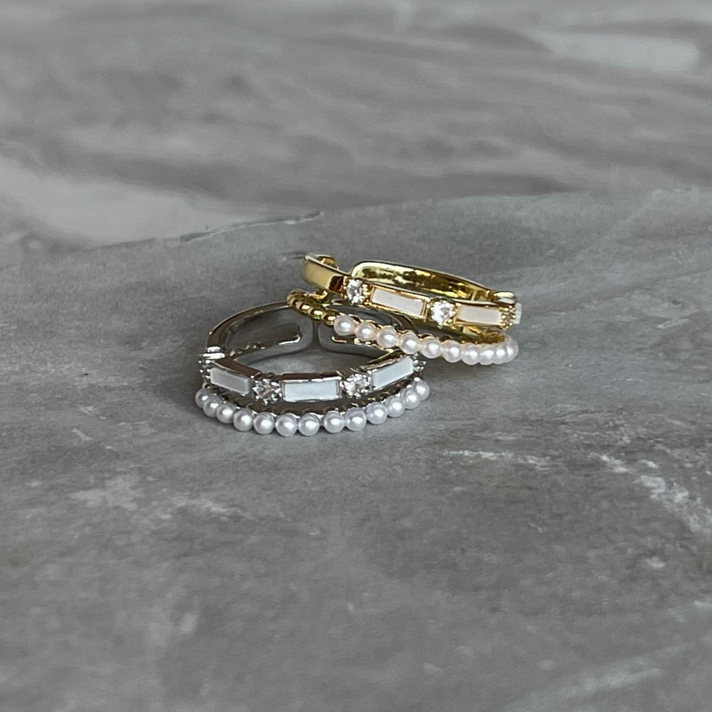 Minimal Modern Sparkling Gemstone Adjustable Ring, Sleek