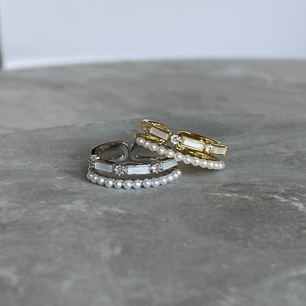 Minimal Modern Sparkling Gemstone Adjustable Ring, Sleek