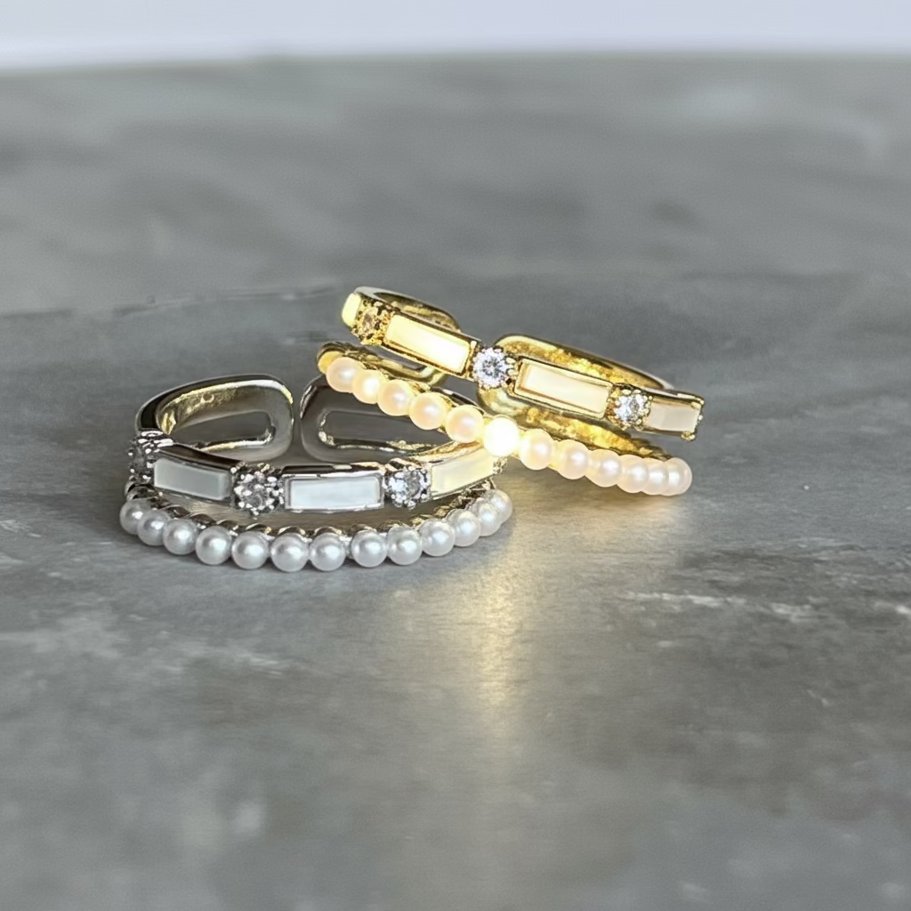 Minimal Modern Sparkling Gemstone Adjustable Ring, Sleek