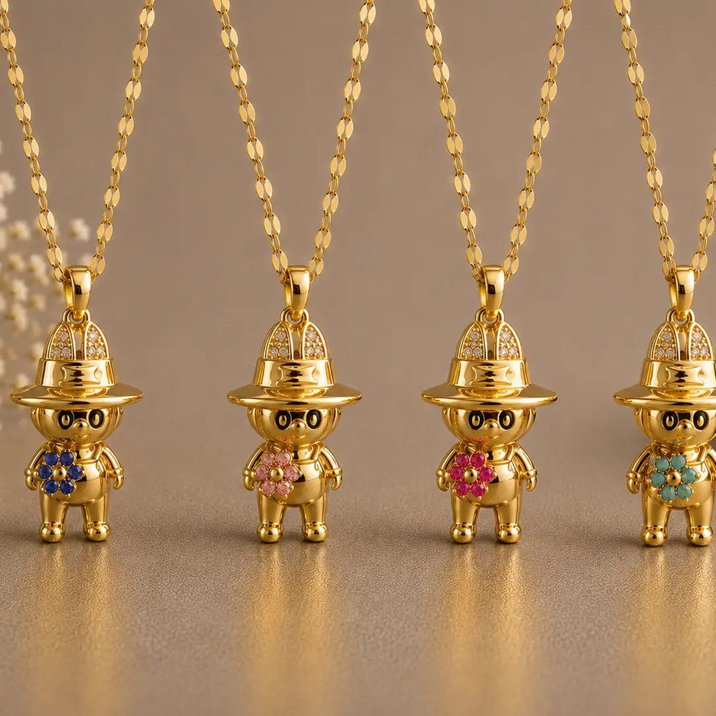 Kawaii Bunny Pendant Necklace - Gold Tone Stainless Steel