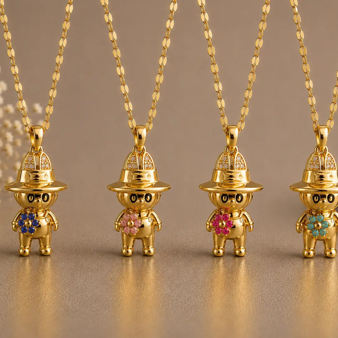 Kawaii Bunny Pendant Necklace - Gold Tone Stainless Steel