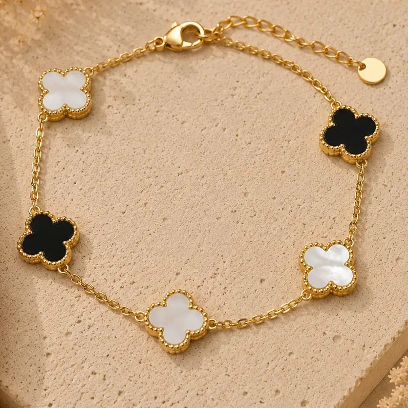 Clover Multi Station Multi Color Bracelet – Gold Plated
