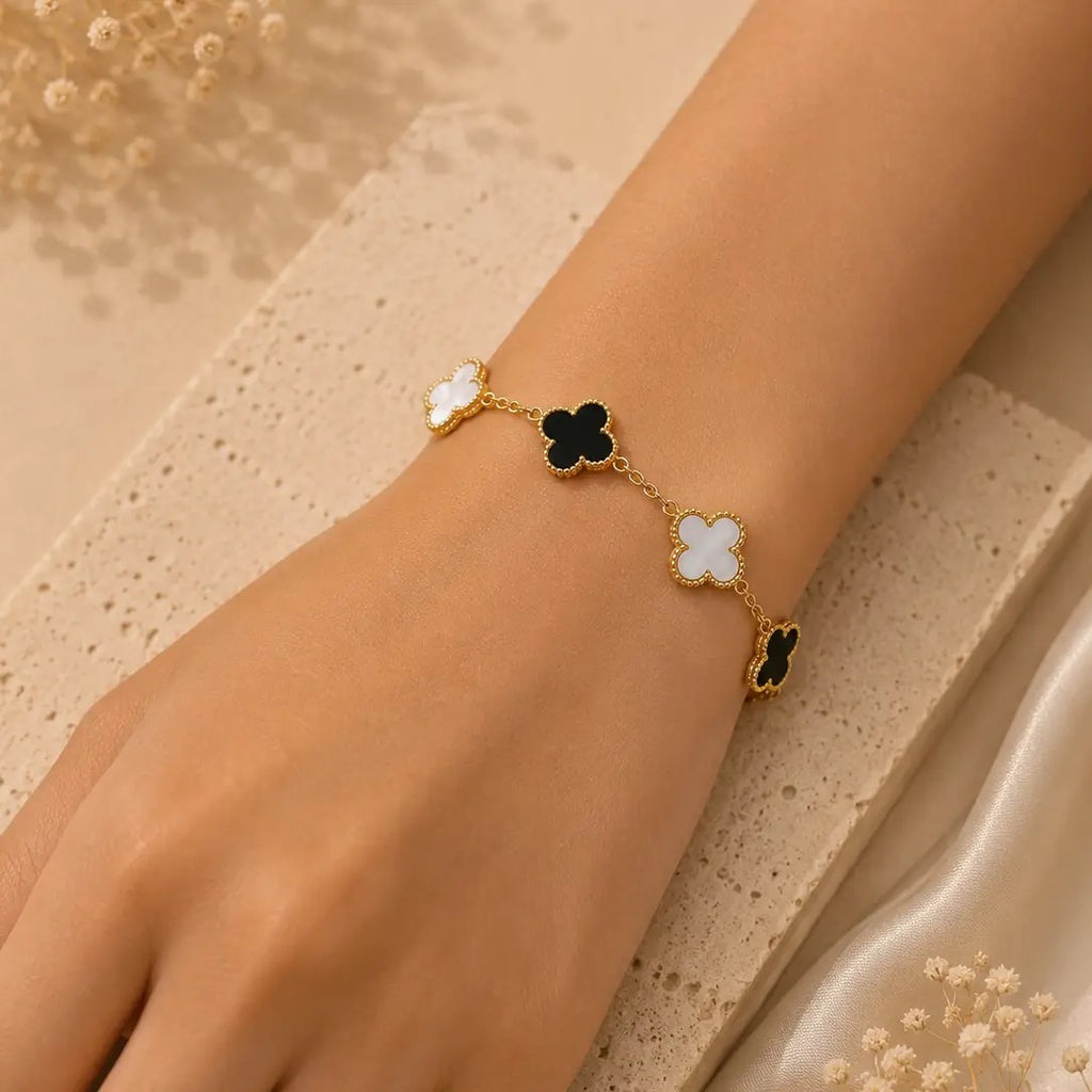 Clover Multi Station Multi Color Bracelet – Gold Plated