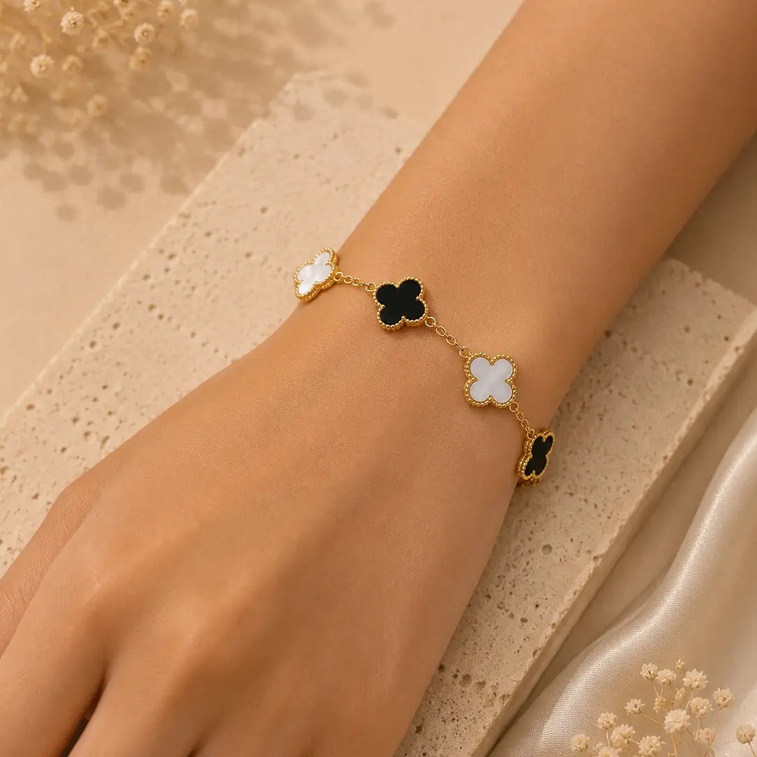 Clover Multi Station Multi Color Bracelet – Gold Plated