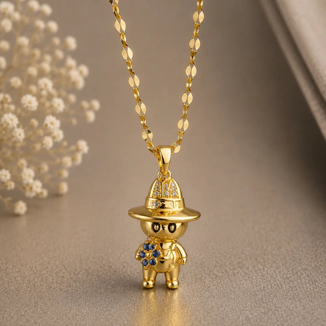 Kawaii Bunny Pendant Necklace - Gold Tone Stainless Steel