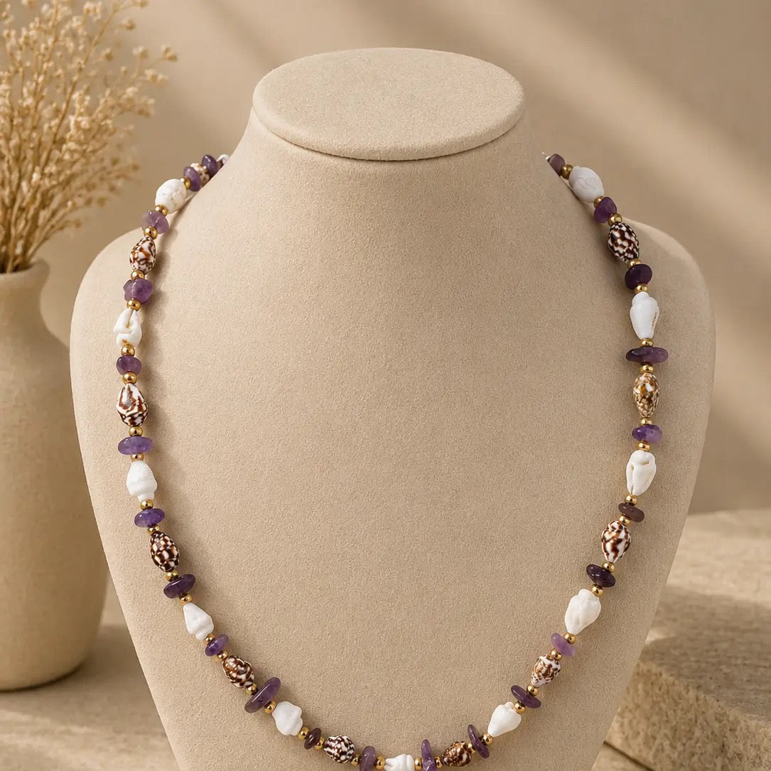 Handmade Seashell & Natural Stone Necklace | Nature-Inspired