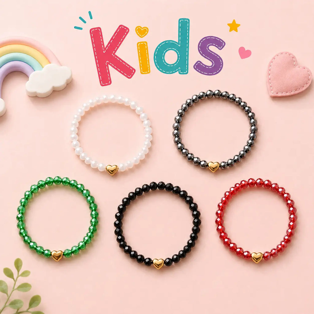 Kids Heart Stretch Bracelet – Assorted Mix 10 PCS Pack
