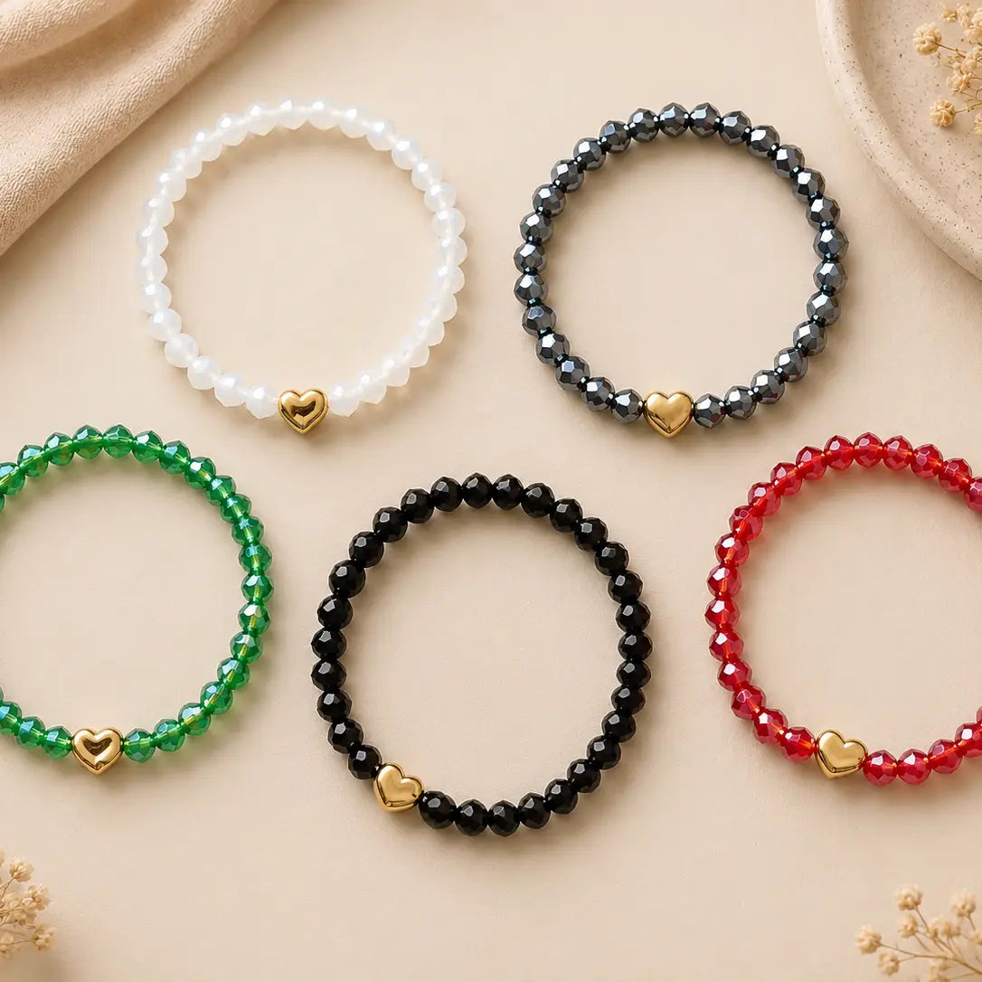 Kids Heart Stretch Bracelet – Assorted Mix 10 PCS Pack
