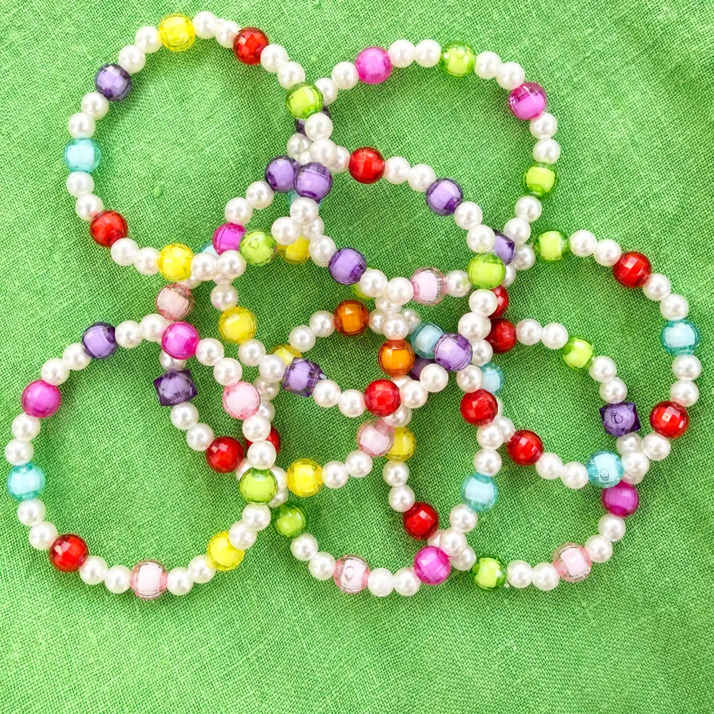 Kids Pearl Color Bead Bracelet Set of 10 – Assorted Mix