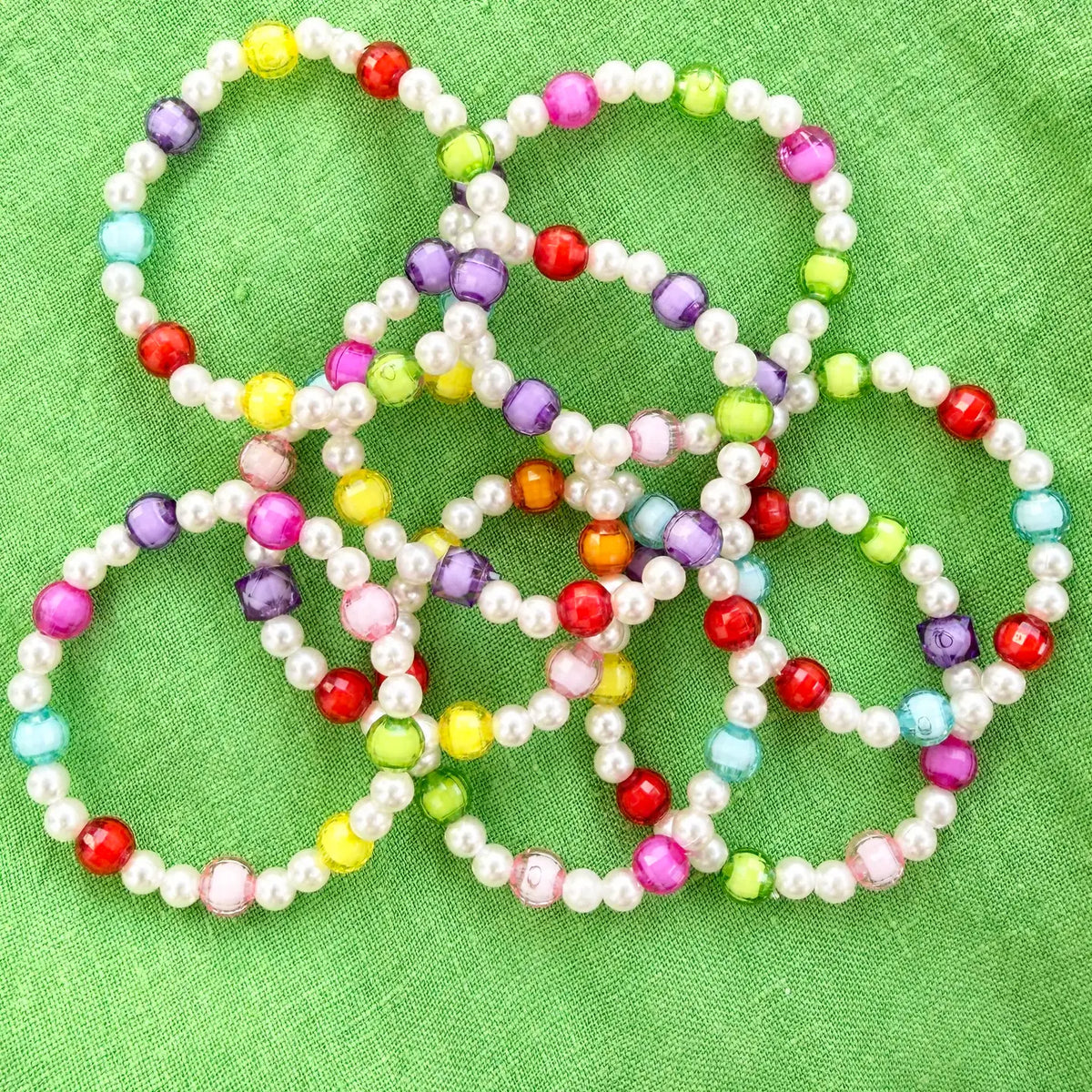 Kids Pearl Color Bead Bracelet Set of 10 – Assorted Mix