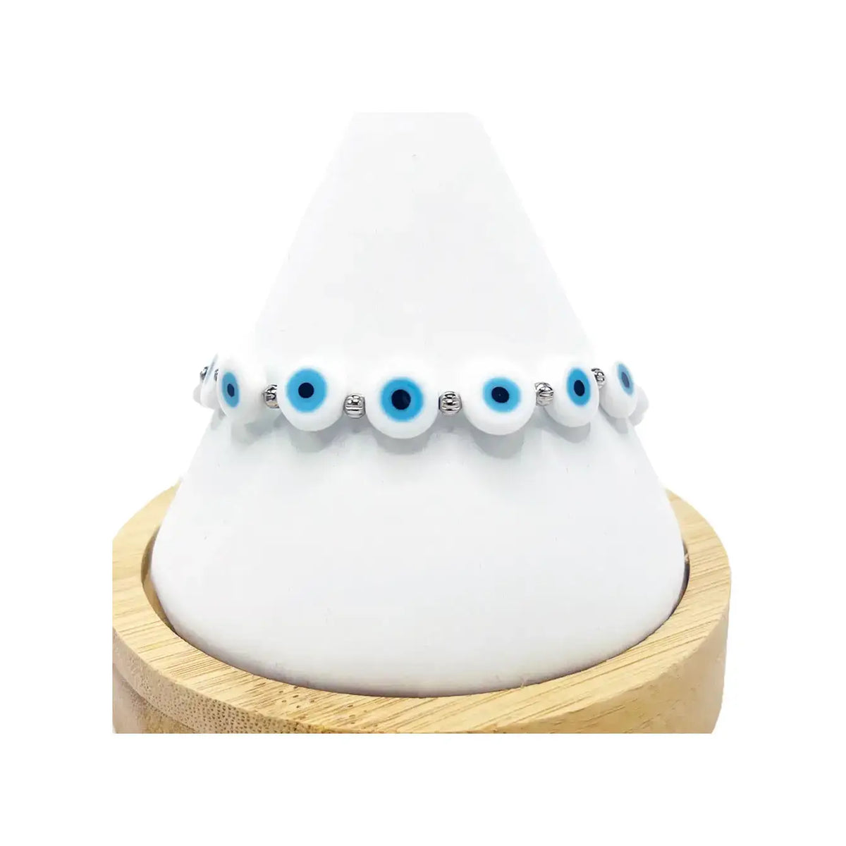 Evil Eye Flat Stone Stretch Bracelet – Assorted Colors