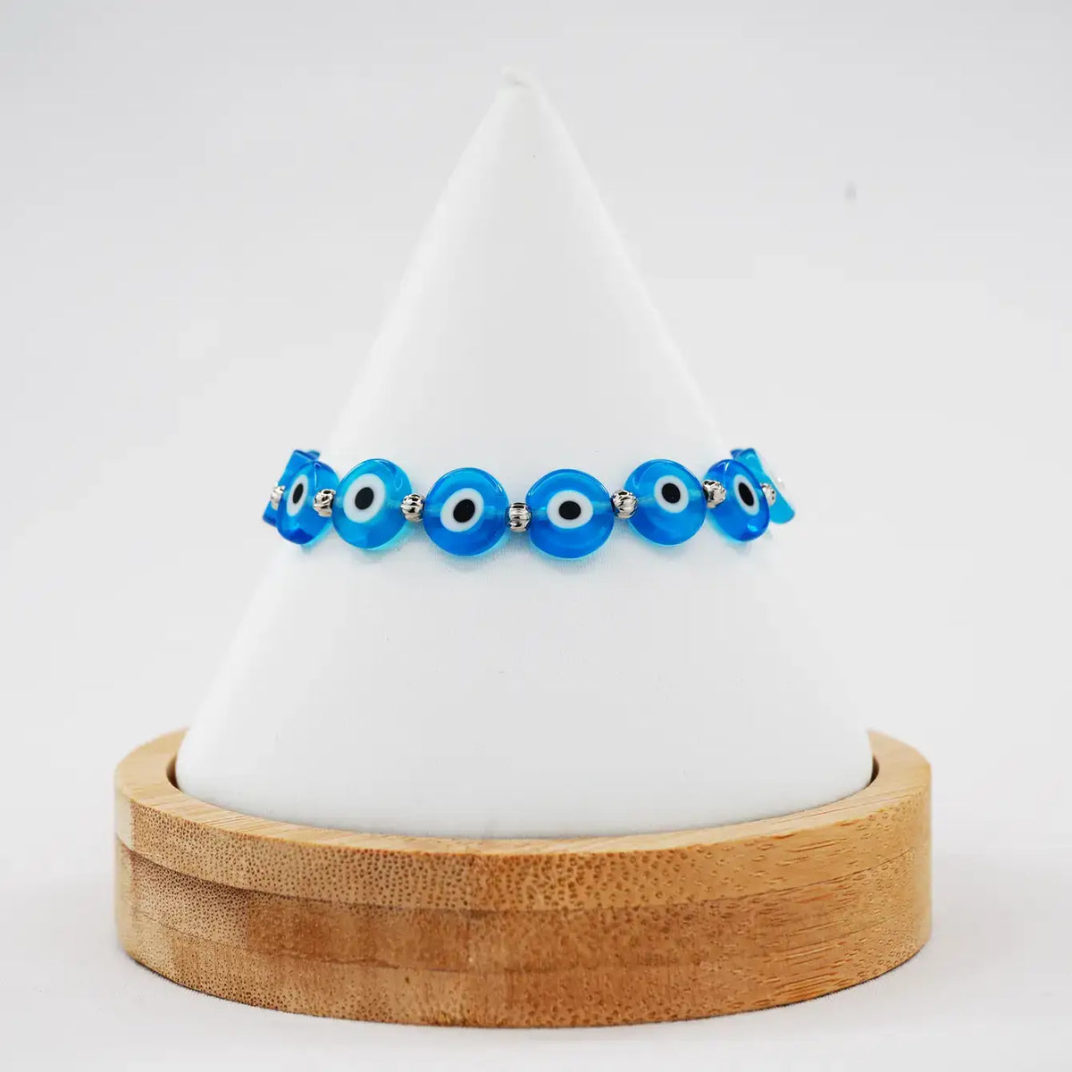 Evil Eye Flat Stone Stretch Bracelet – Assorted Colors