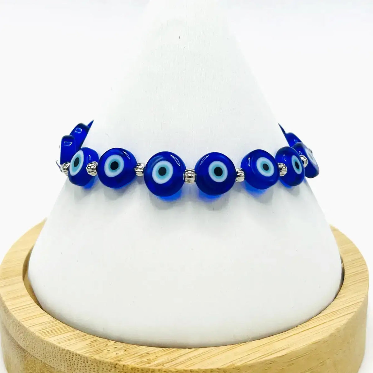 Evil Eye Flat Stone Stretch Bracelet – Assorted Colors