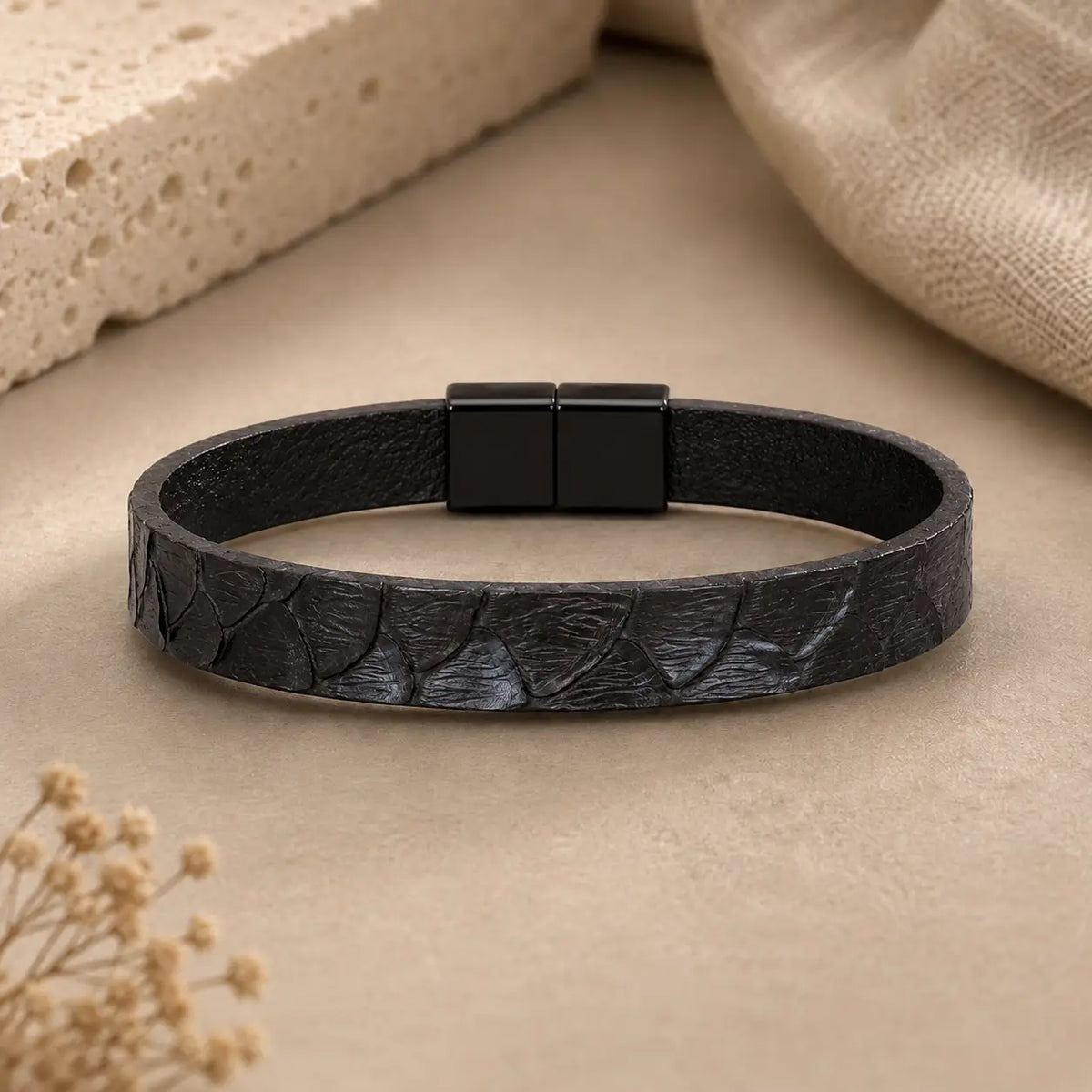 Genuine Snakeskin 1/2" Bracelet – Magnetic Clasp