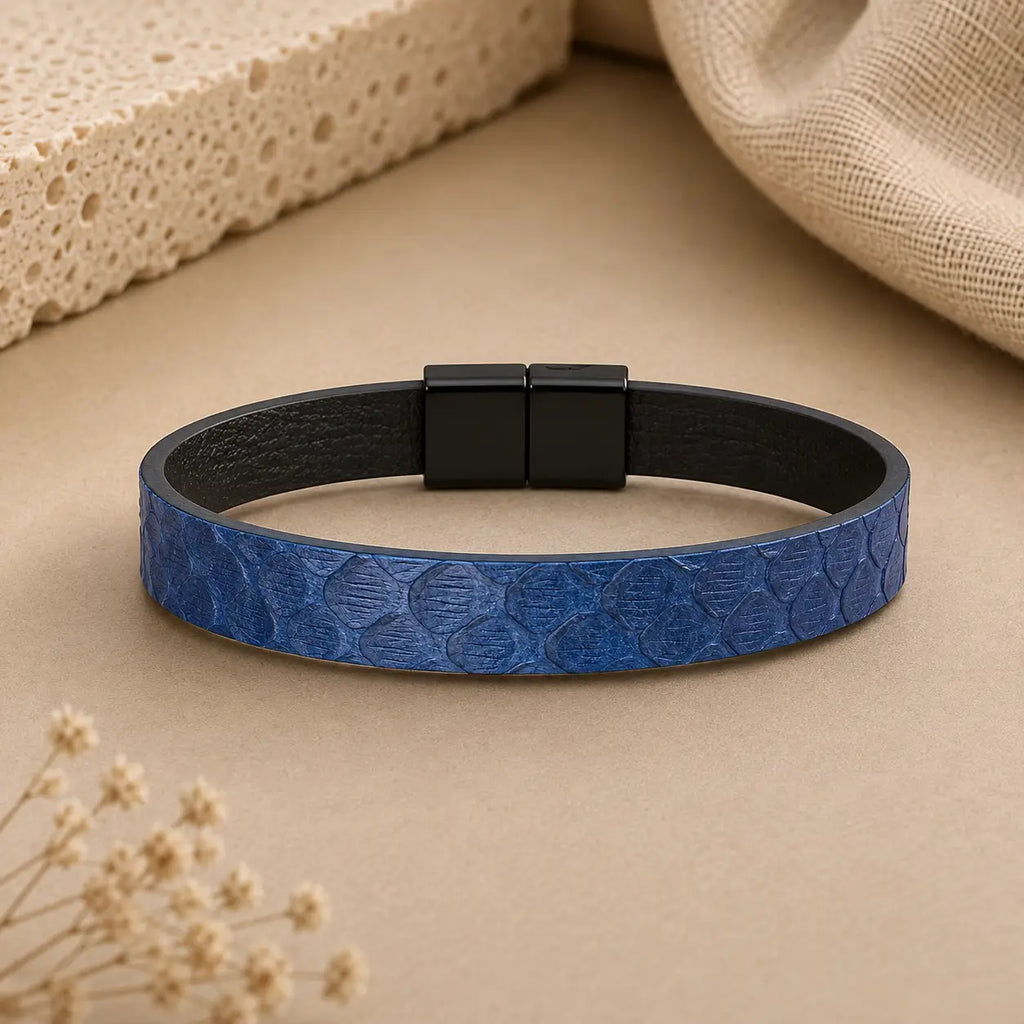 Genuine Snakeskin 1/2" Bracelet – Magnetic Clasp