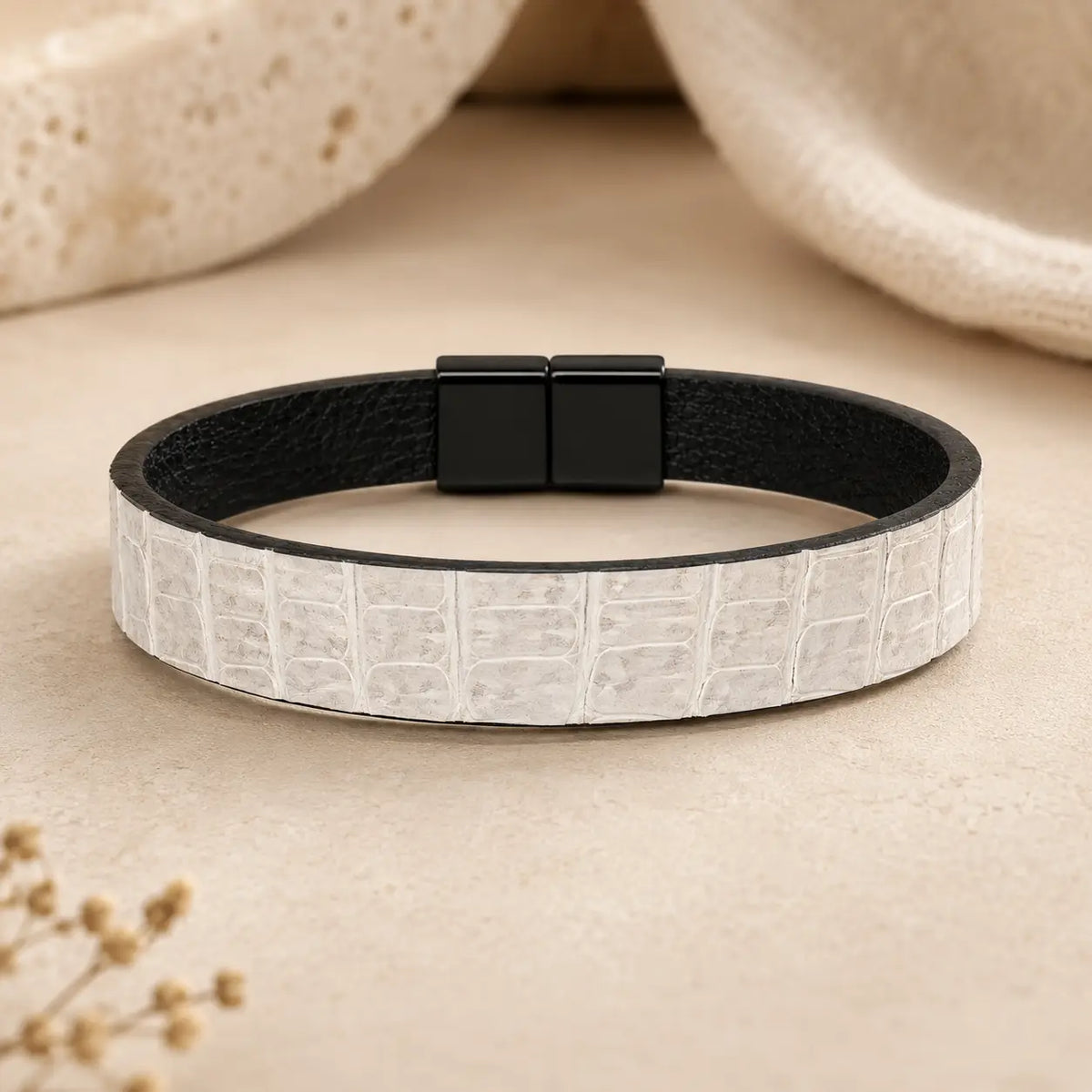 Genuine Snakeskin 1/2" Bracelet – Magnetic Clasp