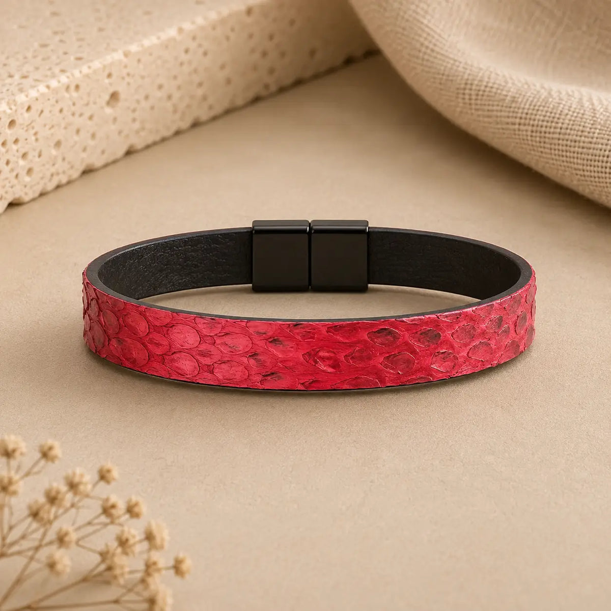 Genuine Snakeskin 1/2" Bracelet – Magnetic Clasp