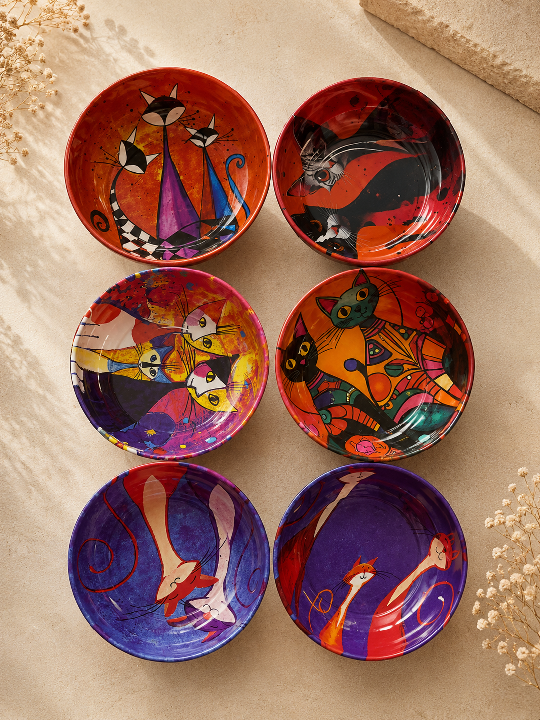 Artistic Metal Decorative Bowl Collection – Set of 6