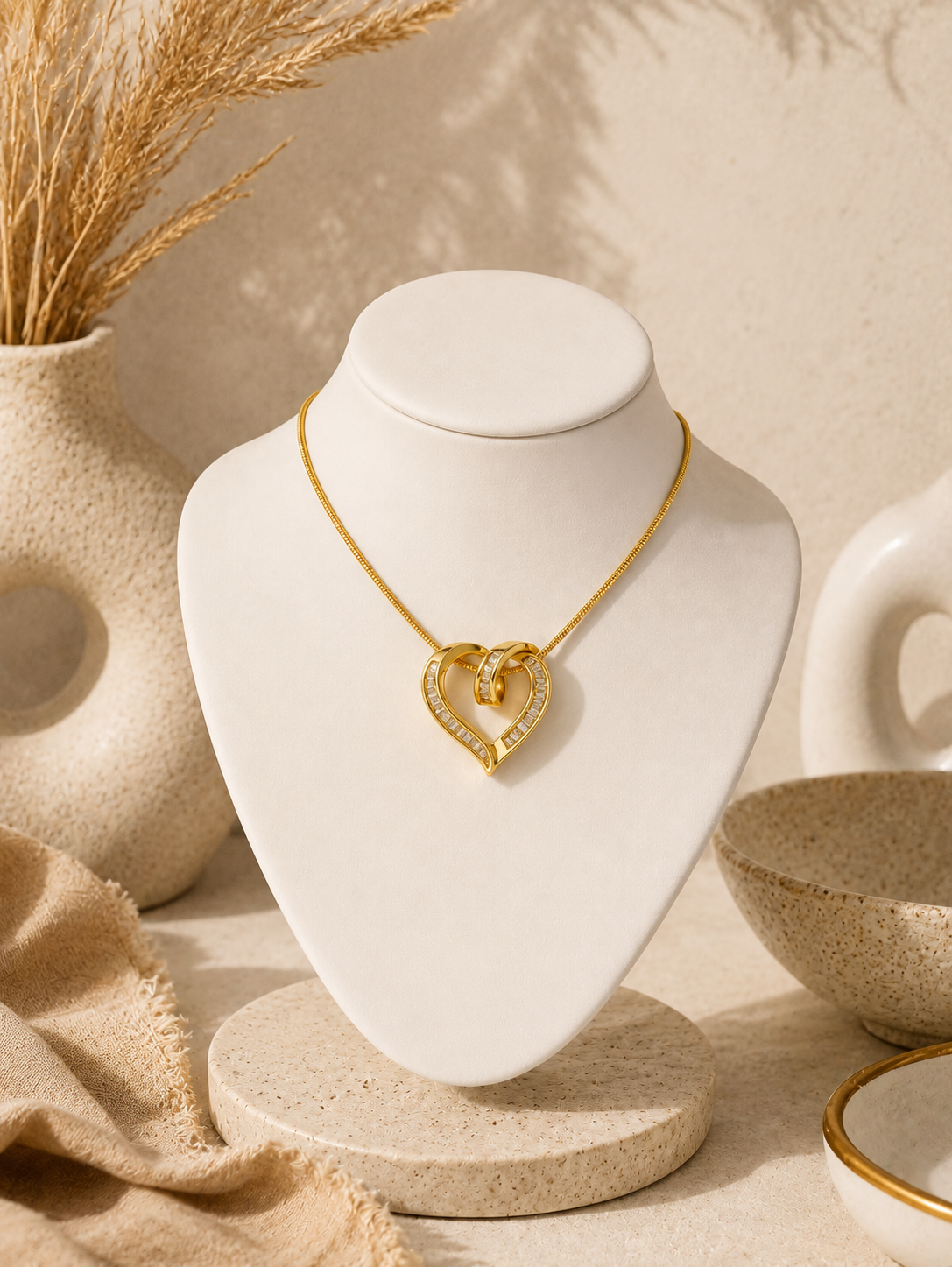 Pavé Open Heart Pendant Necklace – Gold & Silver Plated