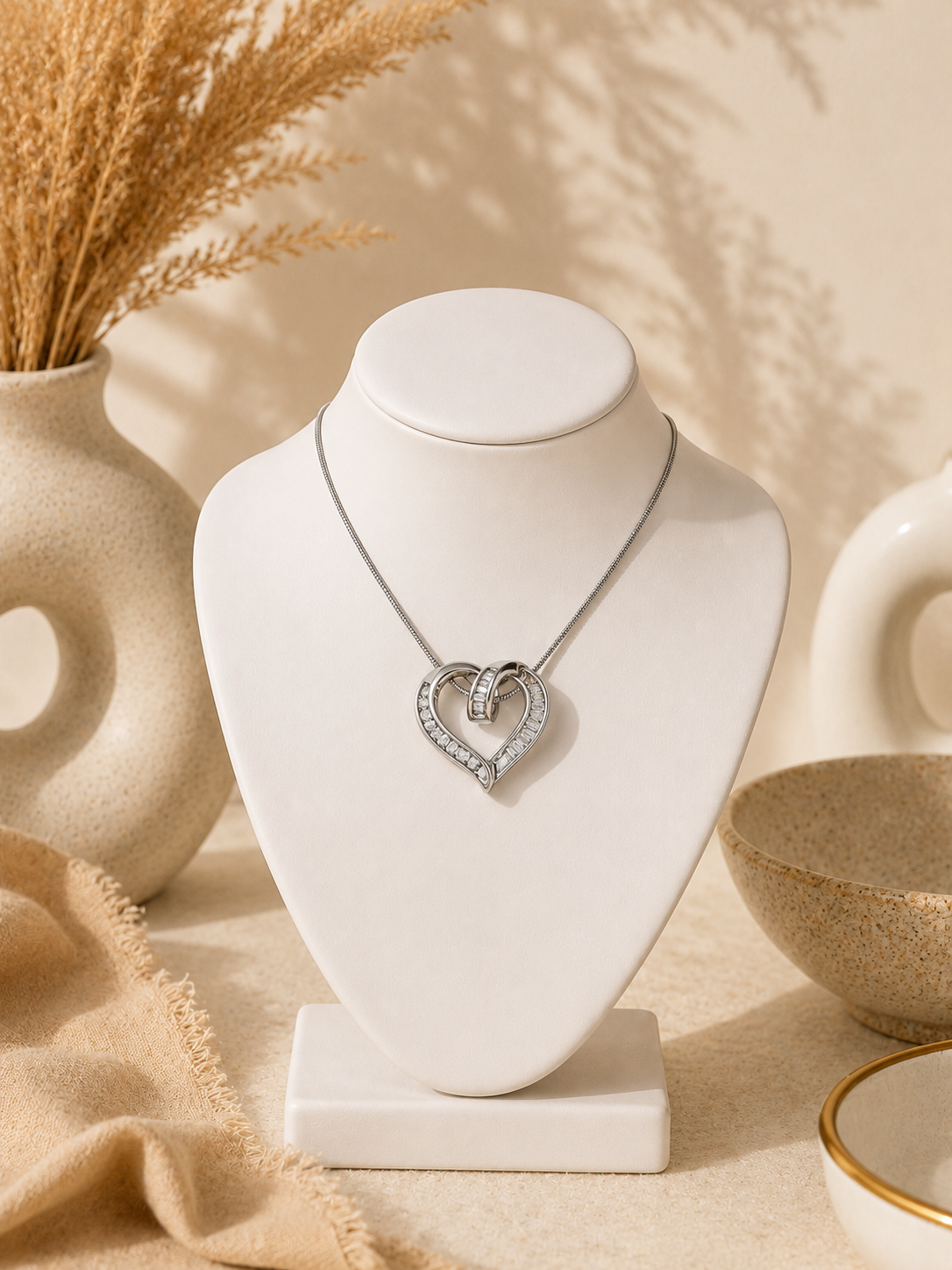 Pavé Open Heart Pendant Necklace – Gold & Silver Plated