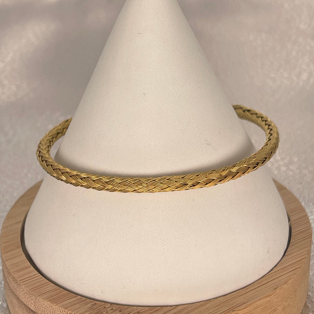 Stainless Steel Braided Bangle Bracelet – Woven Design