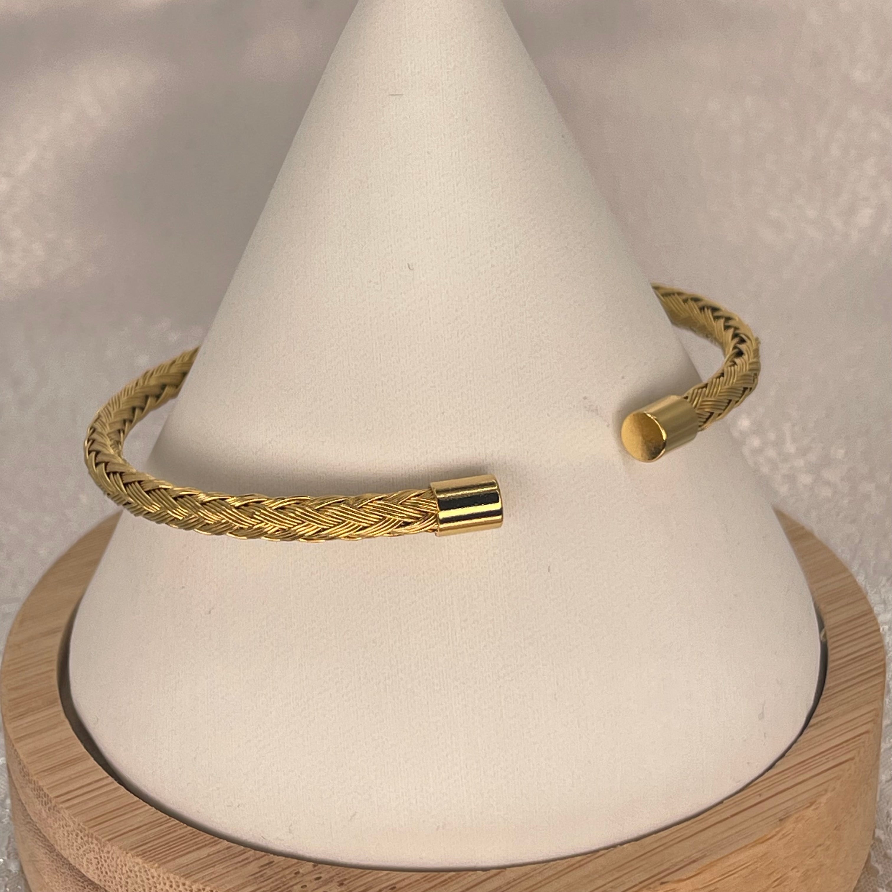 Stainless Steel Braided Bangle Bracelet – Woven Design