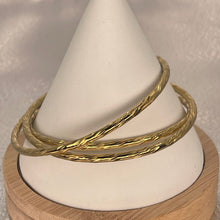 Load image into Gallery viewer, Stainless Steel Gold Bangle Set – Ripple Texture (3pcs)
