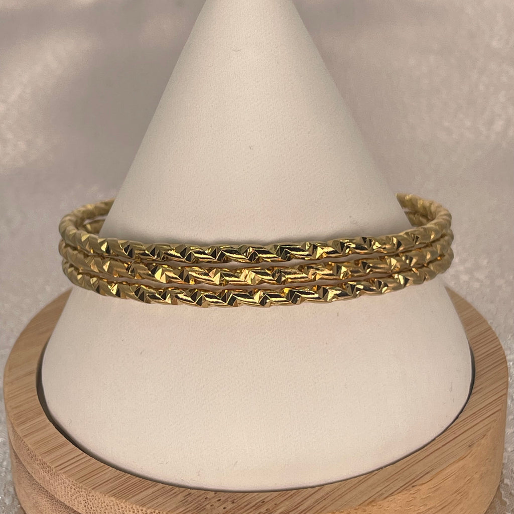 Stainless Steel Gold Bangle Set – Braided Rope Design