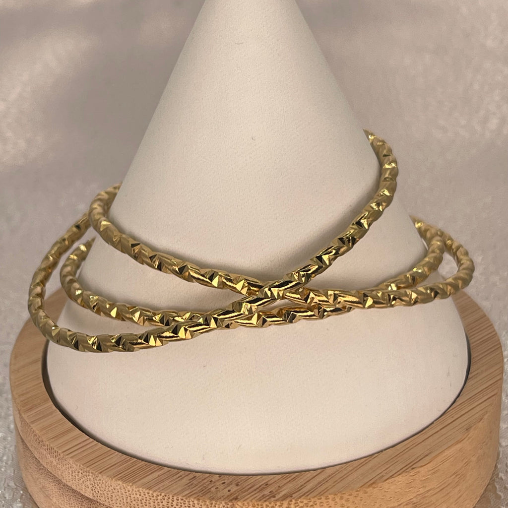 Stainless Steel Gold Bangle Set – Braided Rope Design