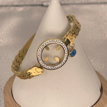 Load image into Gallery viewer, Stainless Steel Gold Bracelet – Floral Eye &amp; Link Design
