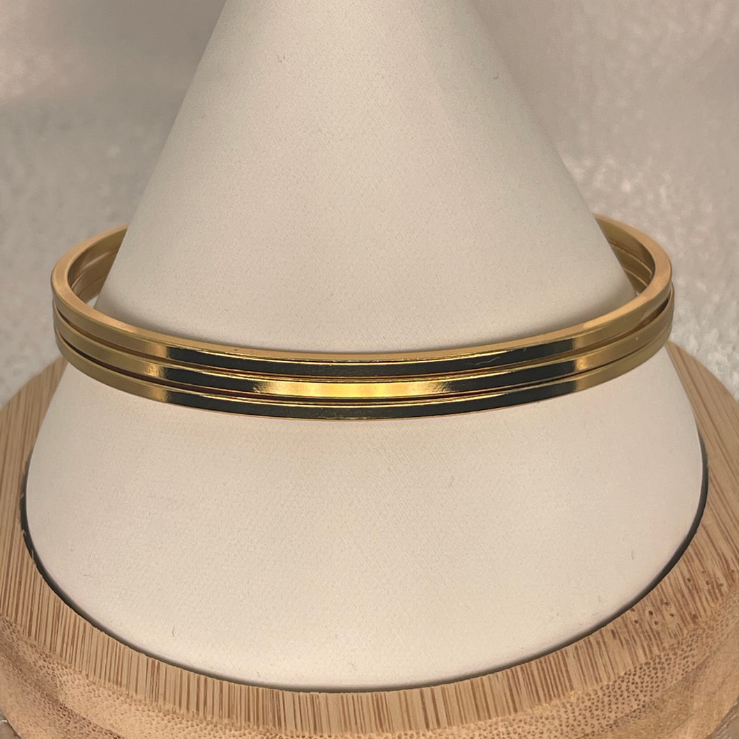 Stainless Steel Gold Bangle Set – Sleek Polished Trio
