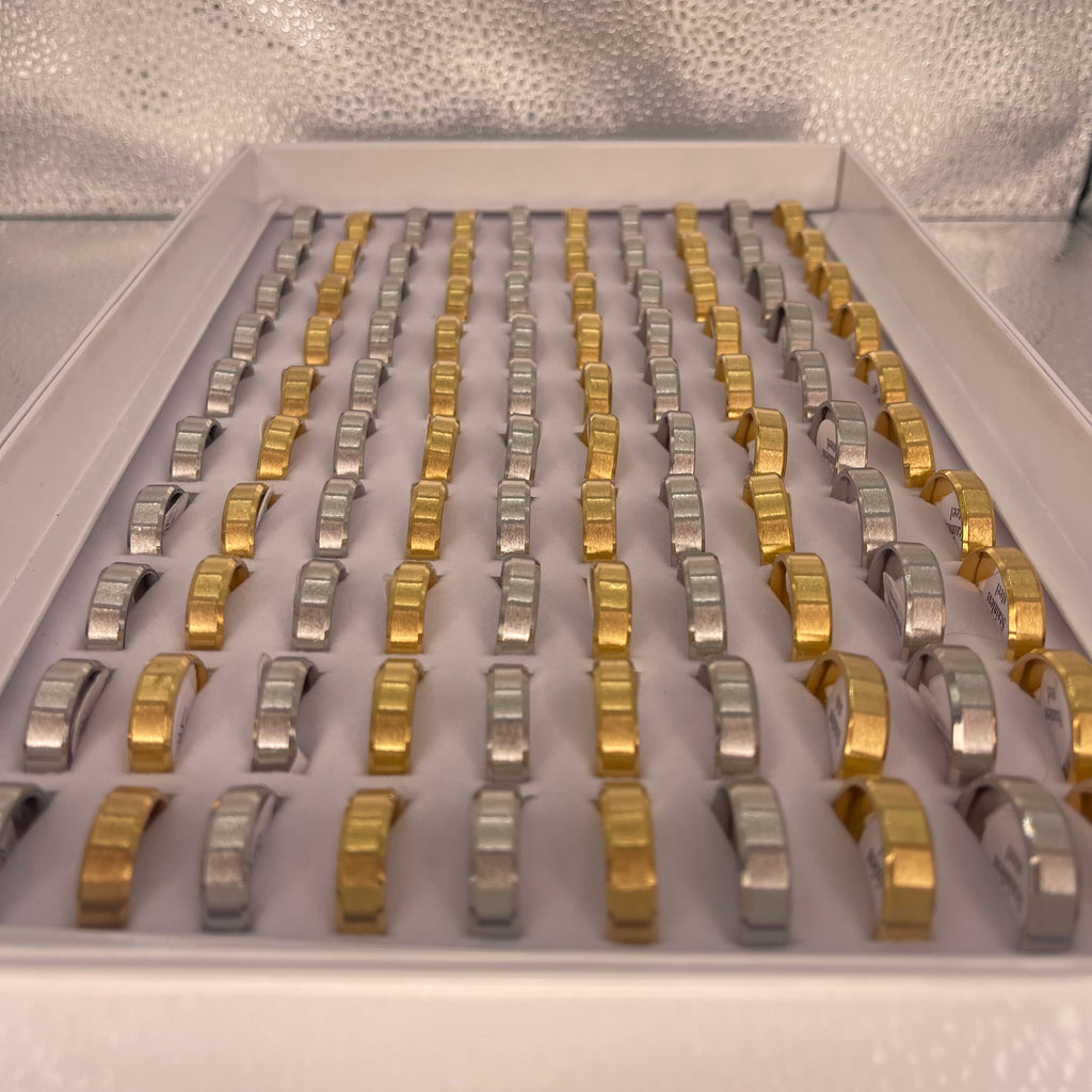 Men’s 100pc Steel Rings | Gold & Silver Classic Bands