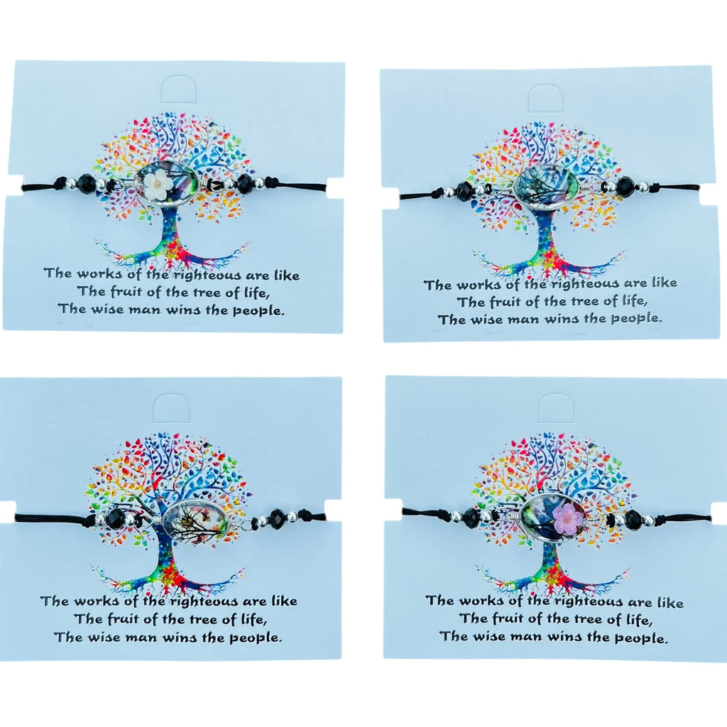 Card Bracelet | Tree of Life Flower Bracelet | Adjustable