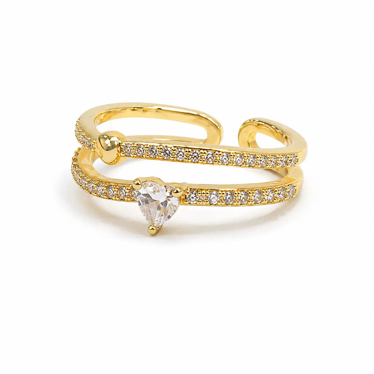 Multi-Stone Golden Adjustable Ring – Criss Cross Design