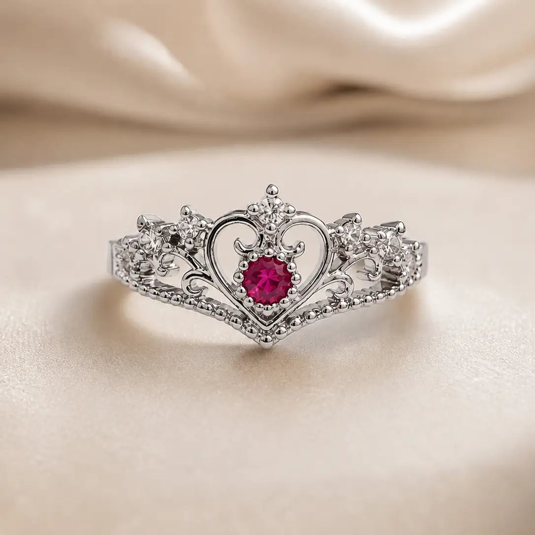 Pink Heart Bow Ring – Adjustable Golden and Silver Color Variants