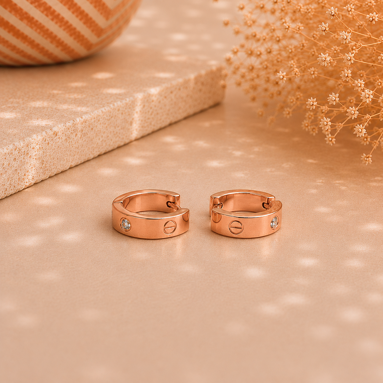 6mm–Mini LOVE Inspired Crystal&Screw Earrings–StainlessSteel