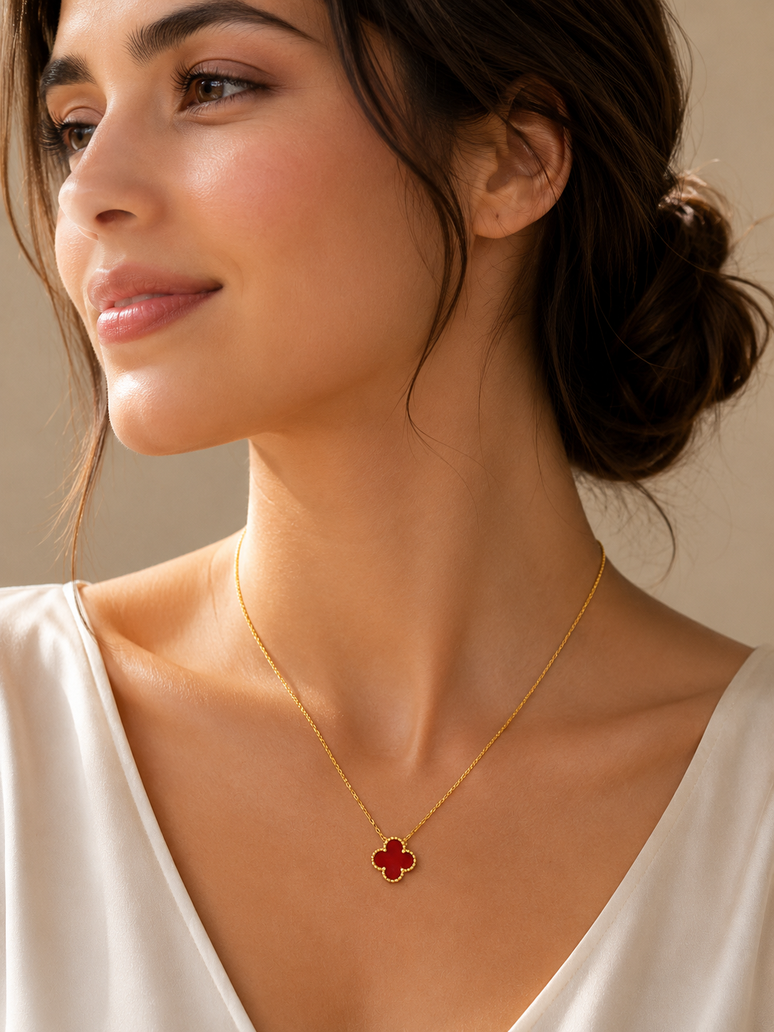 Clover Chain Necklace Pendant Charm-Gold Plated