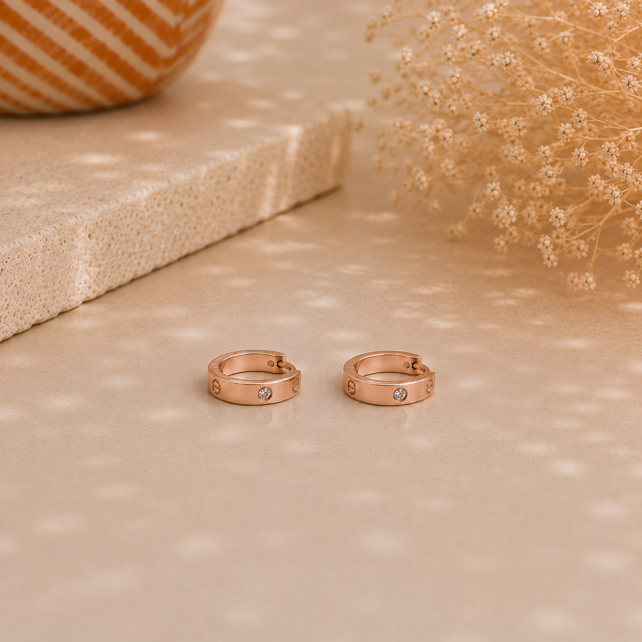 4mm–Mini LOVE Inspired Crystal&Screw Earrings–StainlessSteel