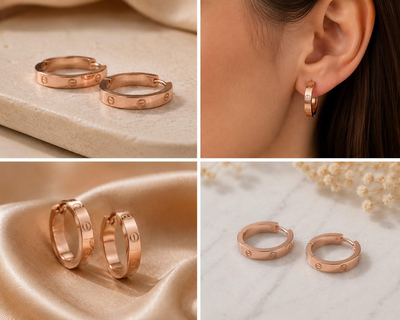 4mm - LOVE Inspired Screw Hoop Earring – Stainless Steel