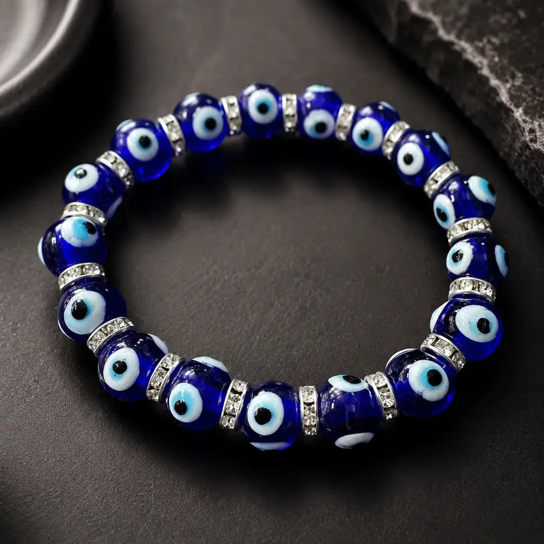 Elegant Glass Evil Eye Stretch Bracelet: Classic Protection