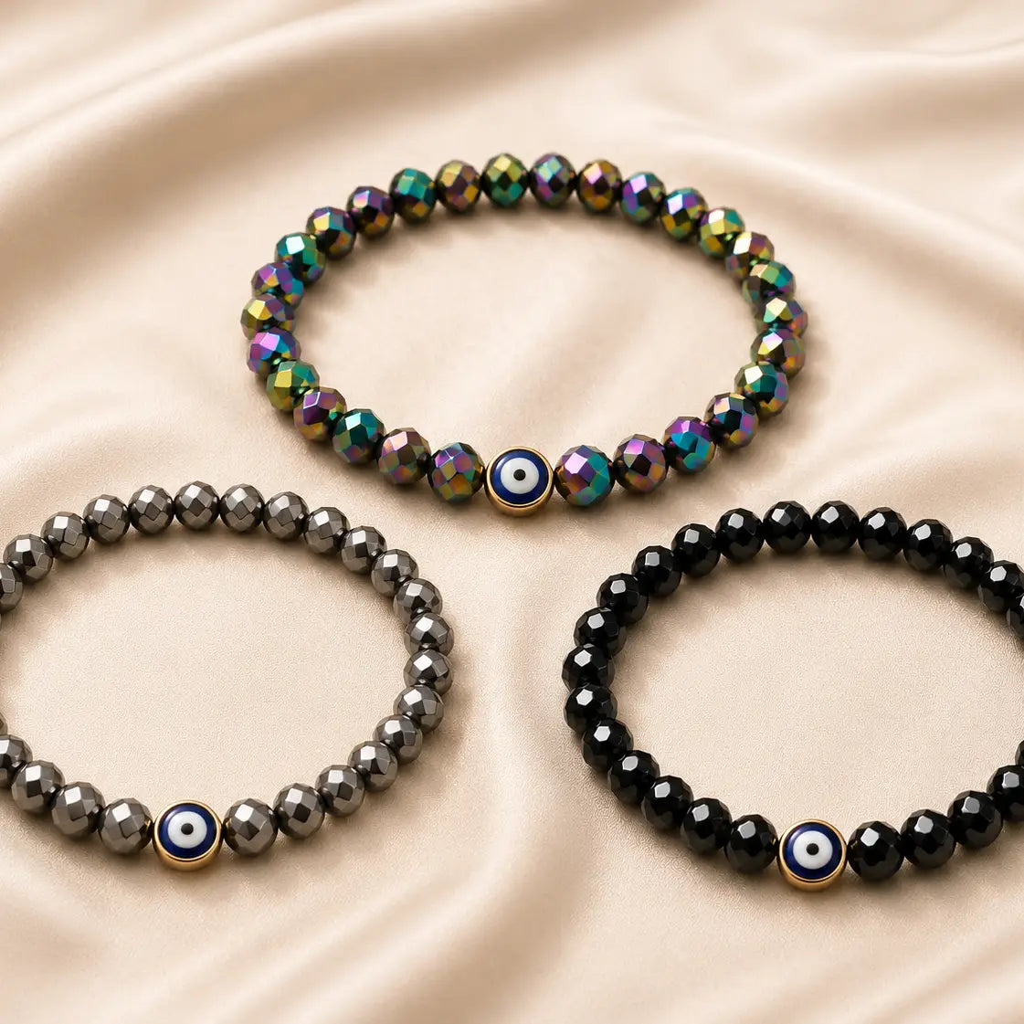 Stretchy Bracelet with Evil Eye | Crystal Stretchy Bracelet