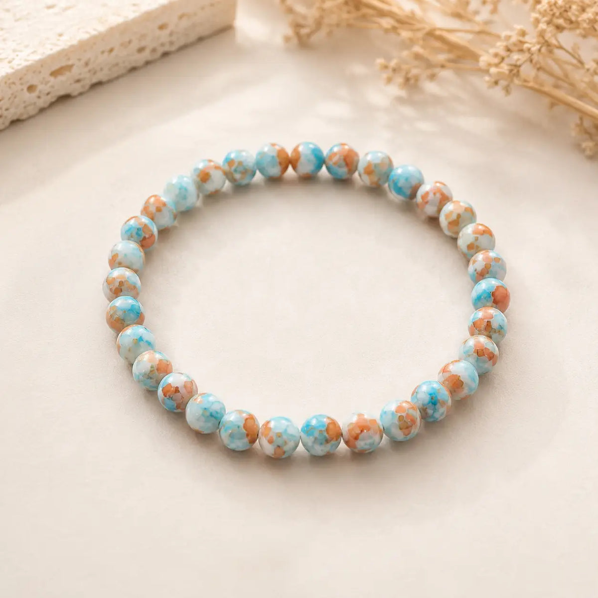Beaded Stretch Bracelets – Pink & Marble, Assorted