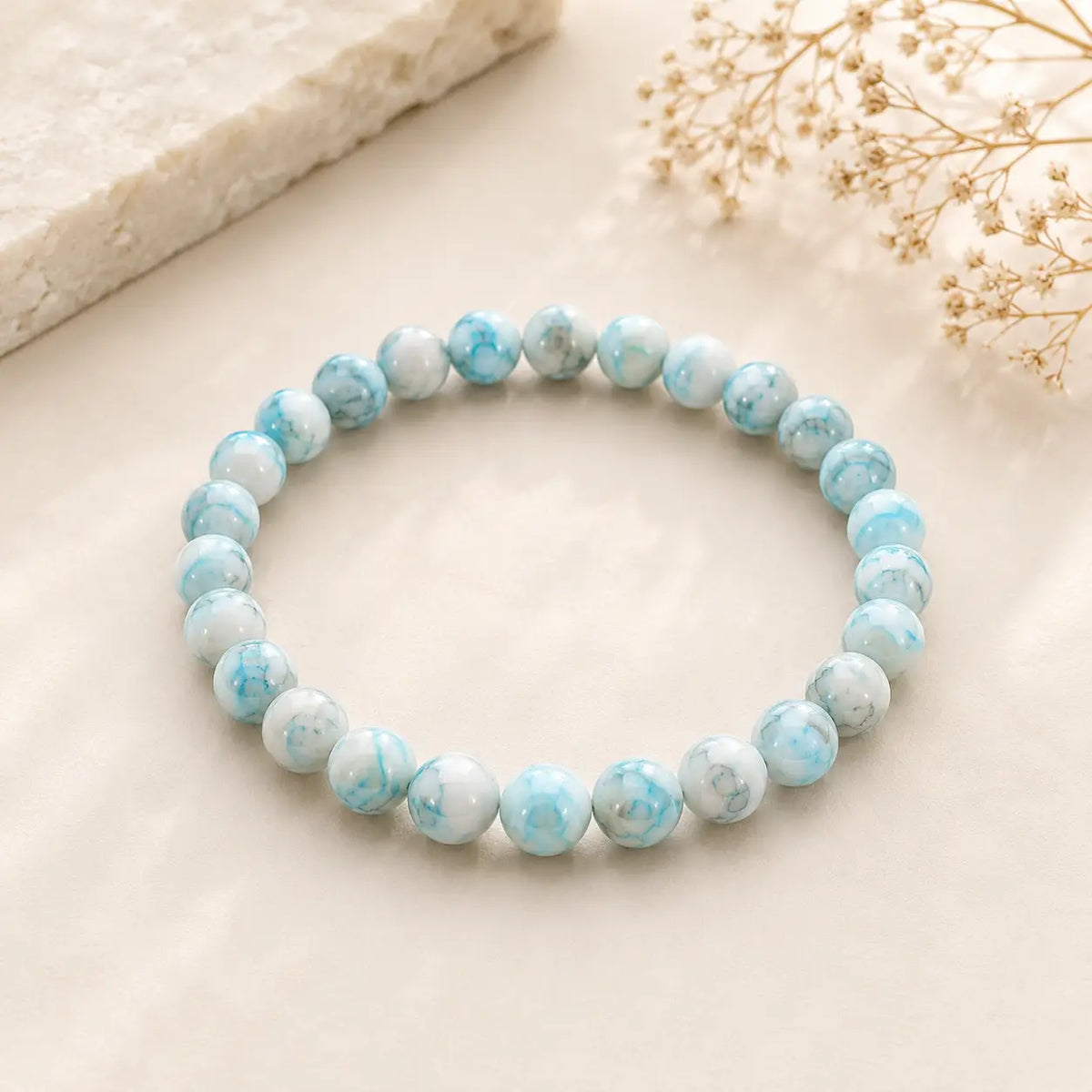 Beaded Stretch Bracelets – Pink & Marble, Assorted