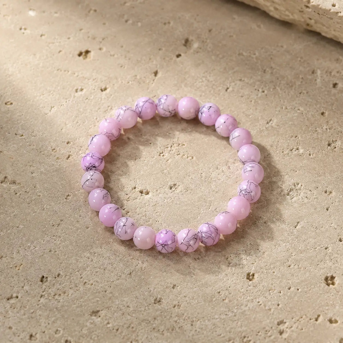 Beaded Stretch Bracelets – Pink & Marble, Assorted