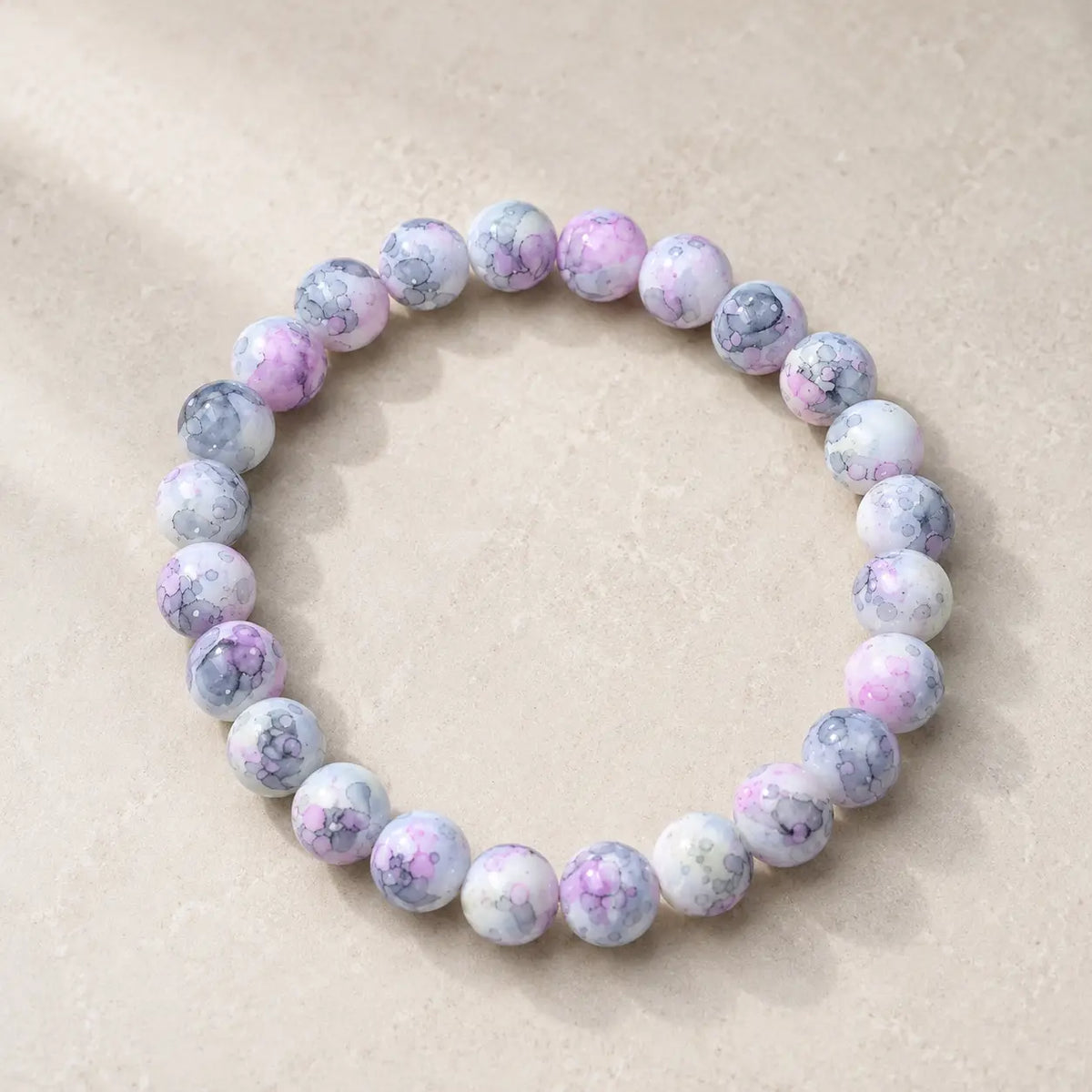 Beaded Stretch Bracelets – Pink & Marble, Assorted