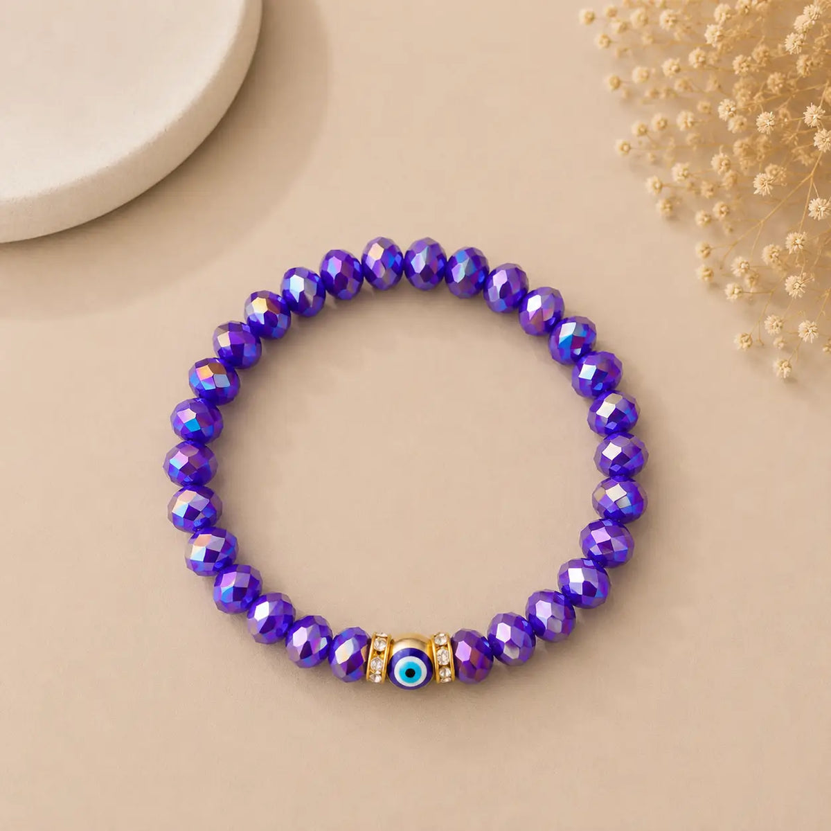 Faceted Evil Eye Stretch Bracelet – Set of 10