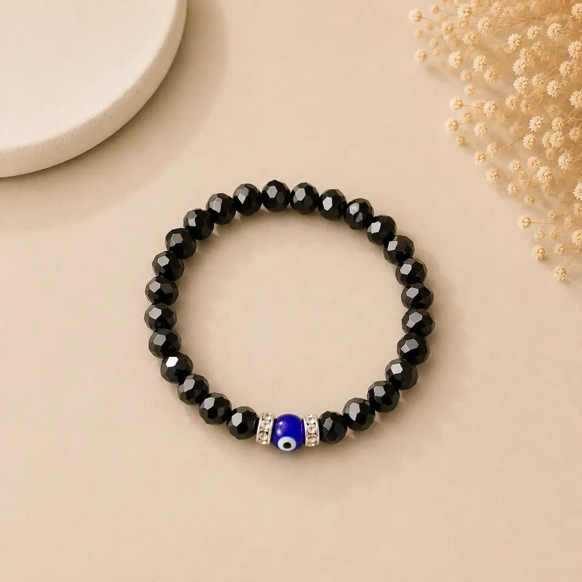 Faceted Evil Eye Stretch Bracelet – Set of 10